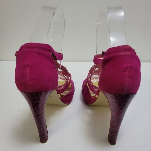 Mixx shuz pink and snake print platform heels - Picture 4 of 11